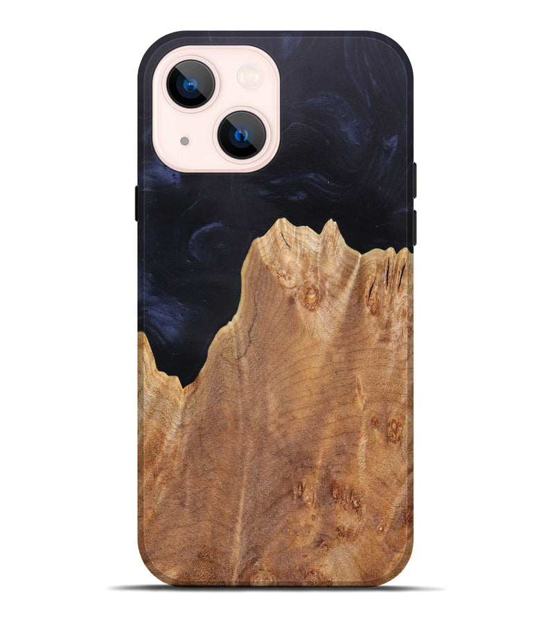 iPhone 14 Plus Wood+Resin Live Edge Phone Case - Anson (Pure Black, 616821)
