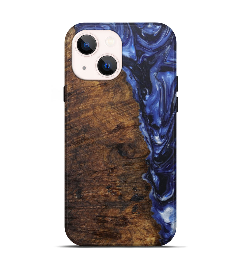 iPhone 13 Wood+Resin Live Edge Phone Case - Fae (Dark Blue, 594808)