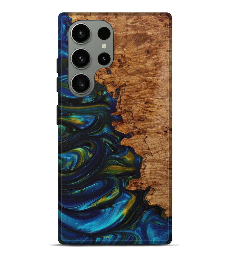 Galaxy S23 Ultra Wood+Resin Live Edge Phone Case - Georgette (Blue, 622895)