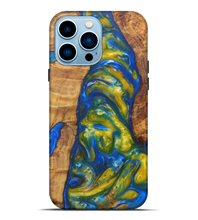 iPhone 14 Pro Max Wood+Resin Live Edge Phone Case - Cyb (Artist Pick, 605609)