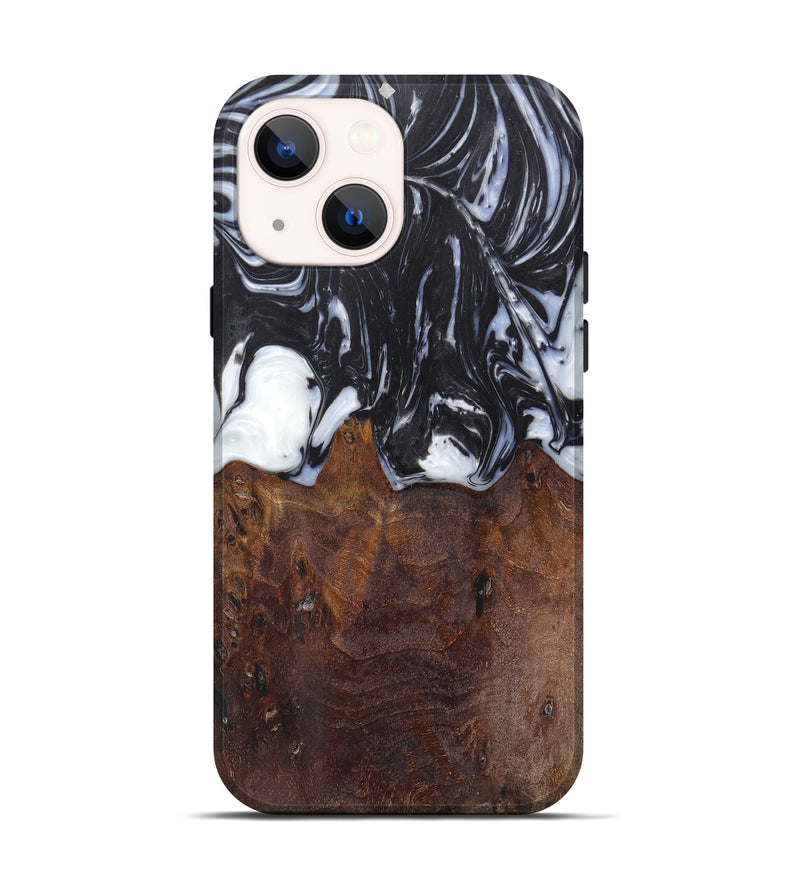 iPhone 13 Wood+Resin Live Edge Phone Case - Fredrick (Black & White, 624486)