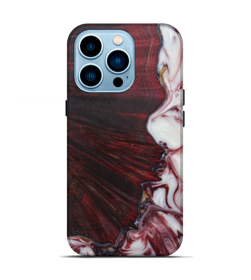 iPhone 14 Pro Wood+Resin Live Edge Phone Case - Gorde (Dark Red, 594179)