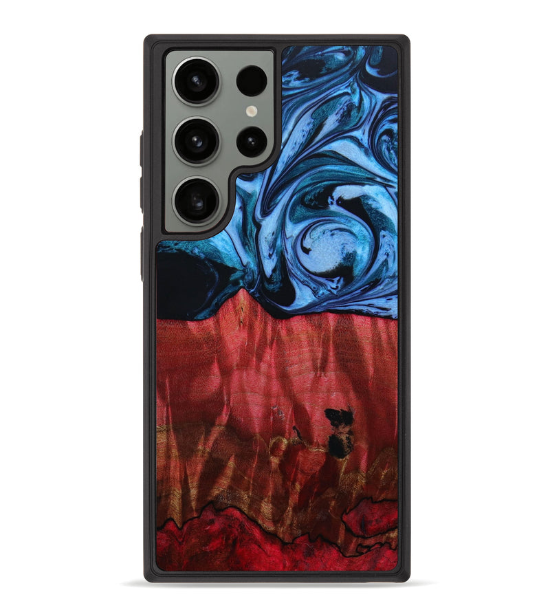 Galaxy S23 Ultra Wood+Resin Phone Case - Yvonne (Blue, 648647)