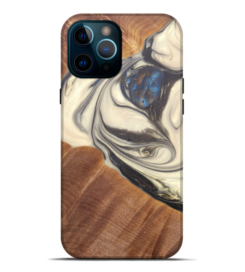iPhone 12 Pro Max Wood+Resin Live Edge Phone Case - Morris (Black & White, 597029)