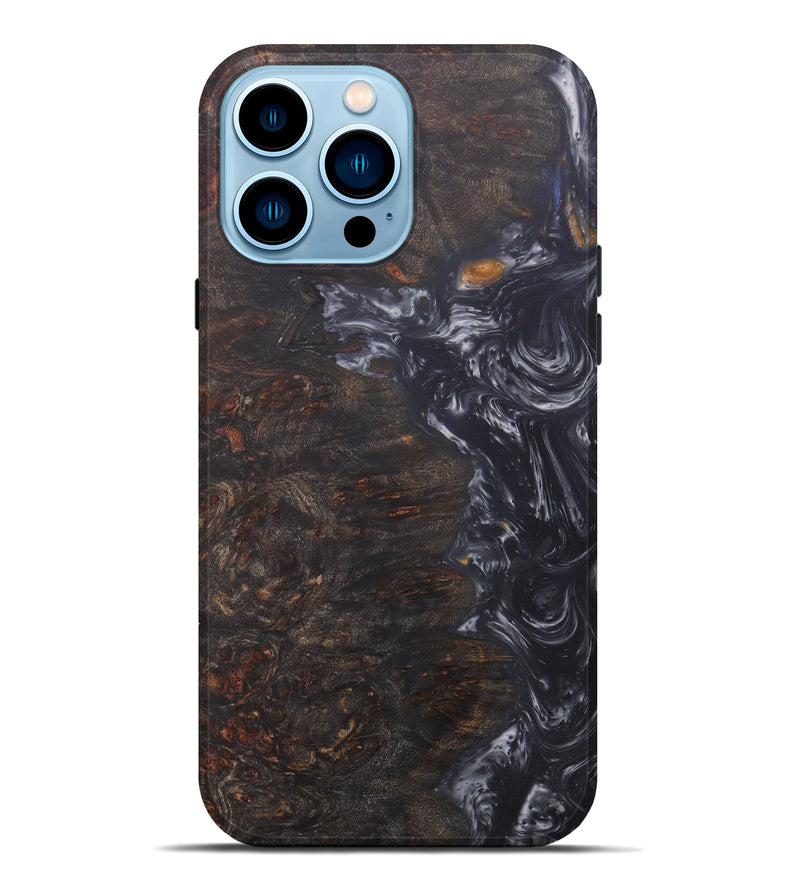 iPhone 14 Pro Max Wood+Resin Live Edge Phone Case - Sorin (Black & White, 602475)