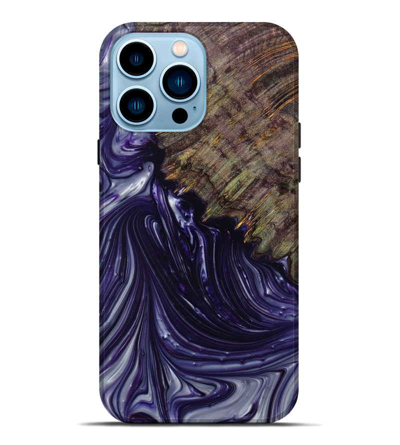 iPhone 14 Pro Max Wood+Resin Live Edge Phone Case - Nertie (Purple, 633245)