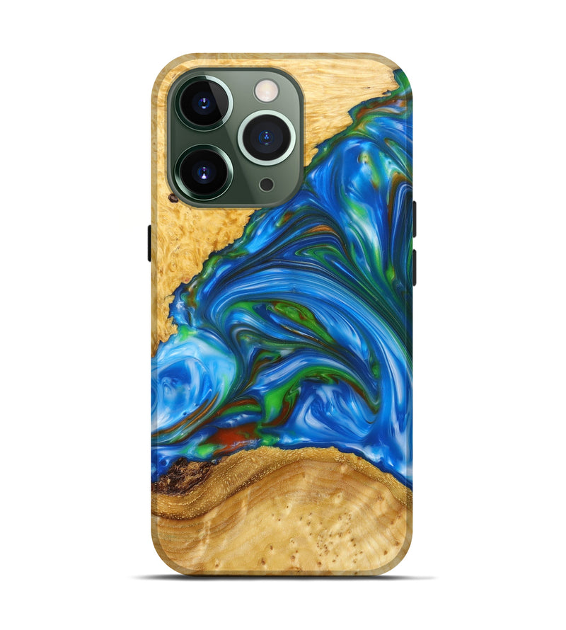 iPhone 13 Pro Wood+Resin Live Edge Phone Case - Madlin (Blue, 633285)