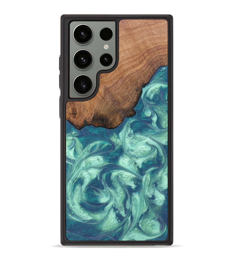 Galaxy S23 Ultra Wood+Resin Phone Case - Cheyanne (Green, 626298)