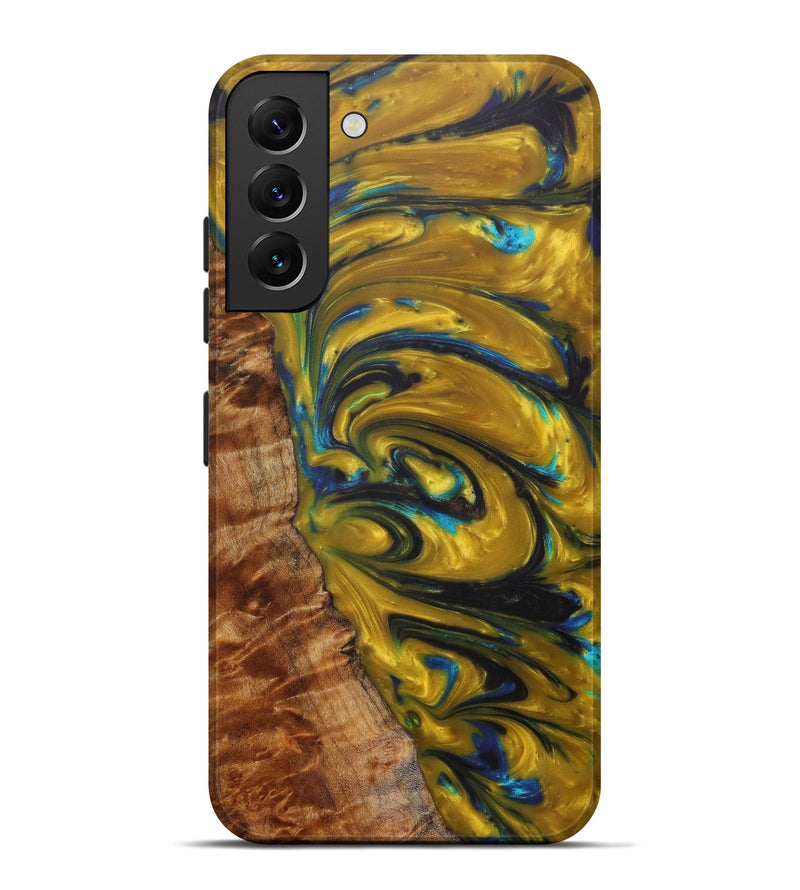 Galaxy S22 Plus Wood+Resin Live Edge Phone Case - Grey (Teal & Gold, 609962)