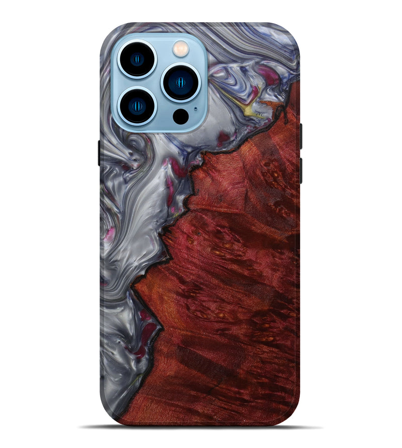 iPhone 14 Pro Max Wood+Resin Live Edge Phone Case - Rici (Metallic, 591410)
