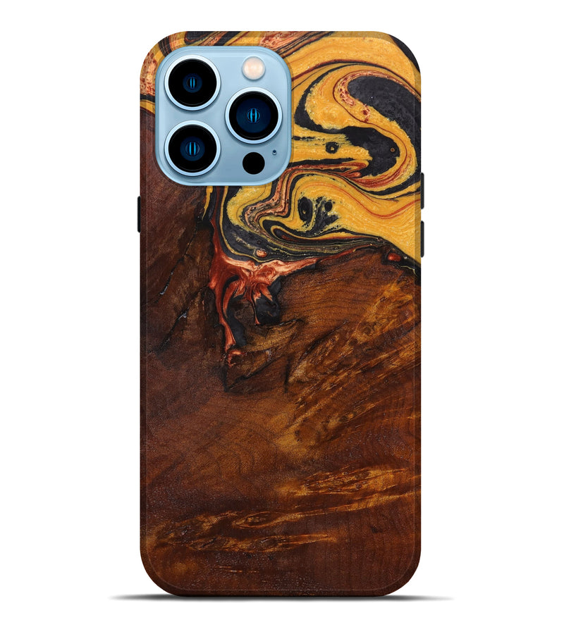 iPhone 14 Pro Max Wood+Resin Live Edge Phone Case - Maude (Red, 638974)