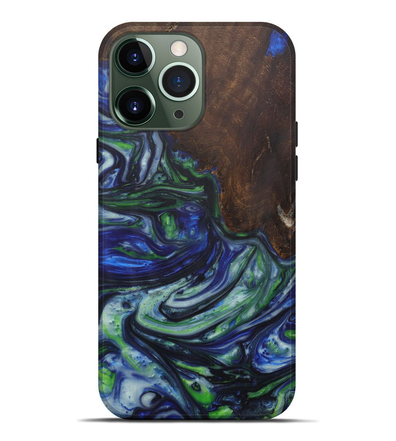iPhone 13 Pro Max Wood+Resin Live Edge Phone Case - Freddie (Dark Blue, 594809)