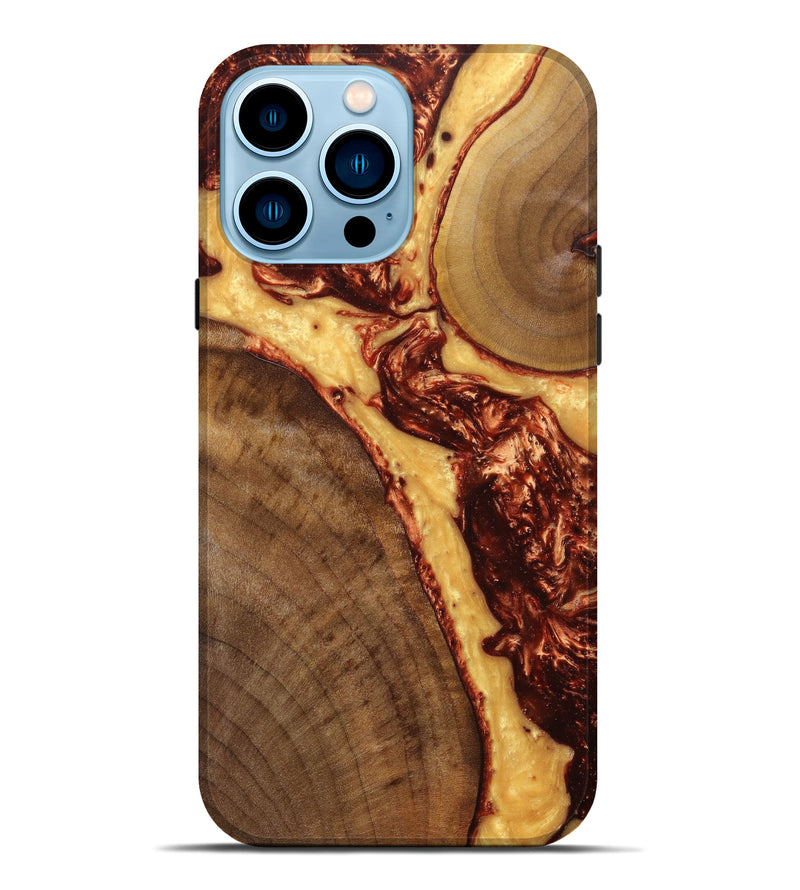 iPhone 14 Pro Max Wood+Resin Live Edge Phone Case - Emylee (Red, 633222)