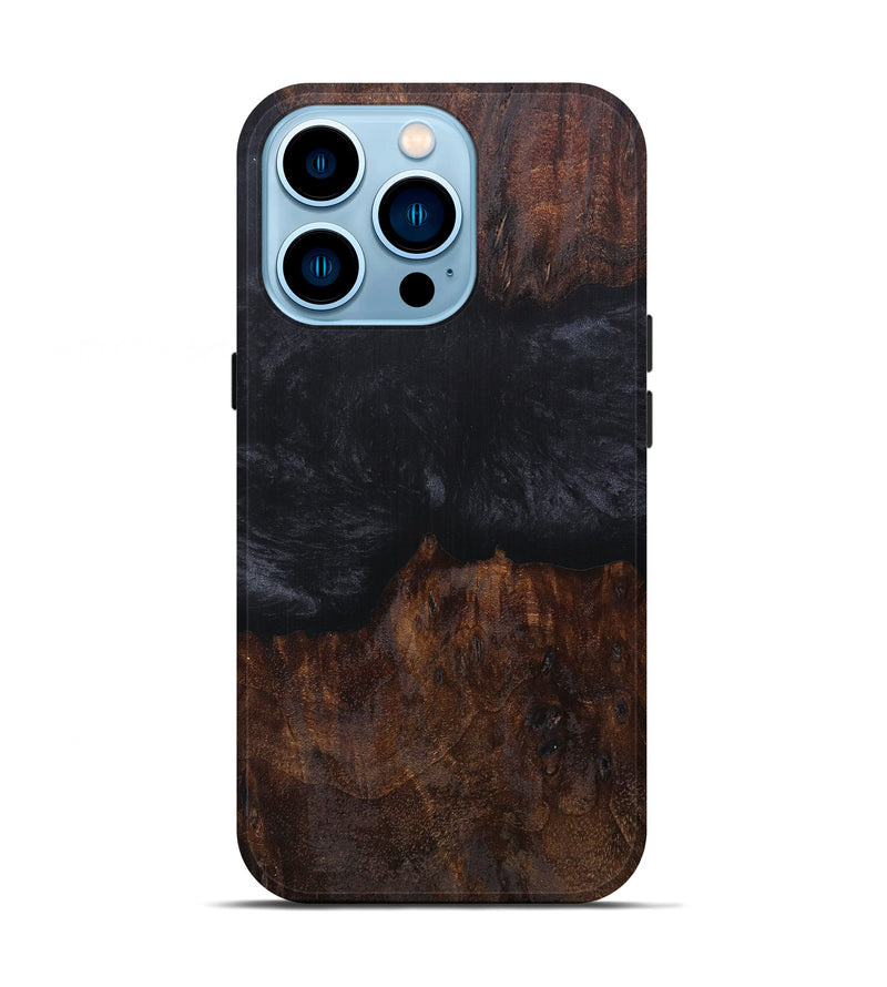 iPhone 14 Pro Wood+Resin Live Edge Phone Case - Noelyn (Pure Black, 597274)