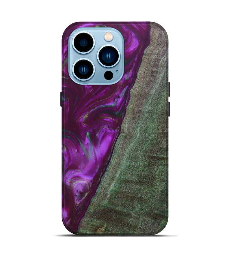iPhone 14 Pro Wood+Resin Live Edge Phone Case - Shigeru (Purple, 633283)
