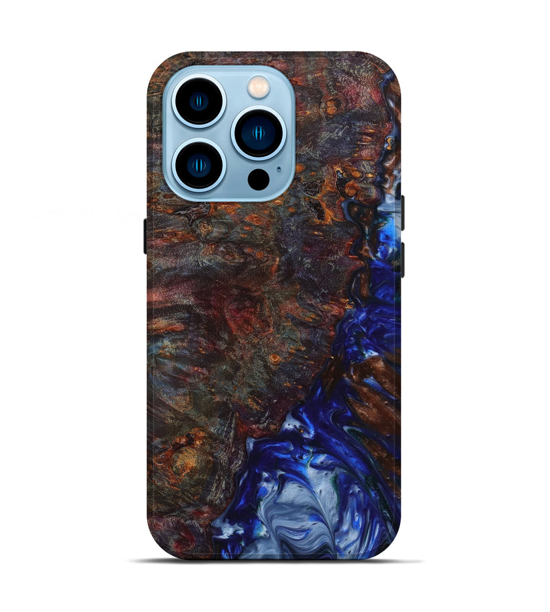 iPhone 14 Pro Wood+Resin Live Edge Phone Case - Liliana (Blue, 630244)