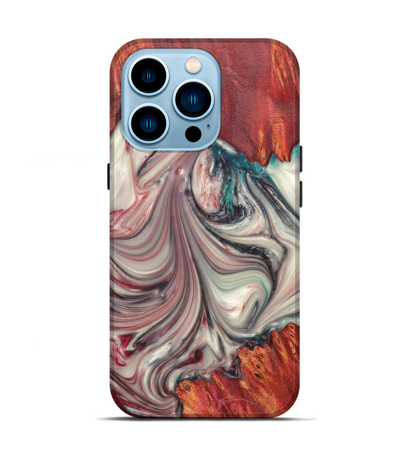 iPhone 14 Pro Wood+Resin Live Edge Phone Case - Gerti (Dark Red, 605531)