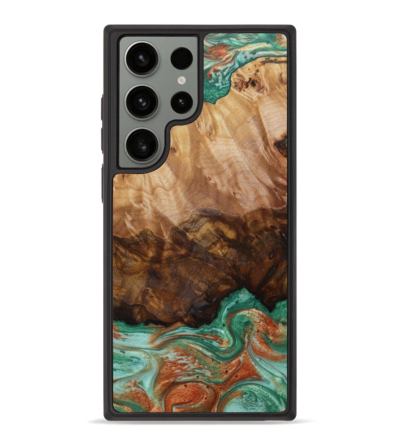 Galaxy S23 Ultra Wood+Resin Phone Case - Florine (Green, 623075)