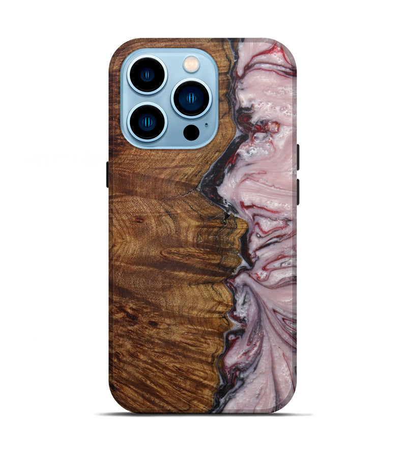 iPhone 14 Pro Wood+Resin Live Edge Phone Case - Dwayne (Dark Red, 594206)