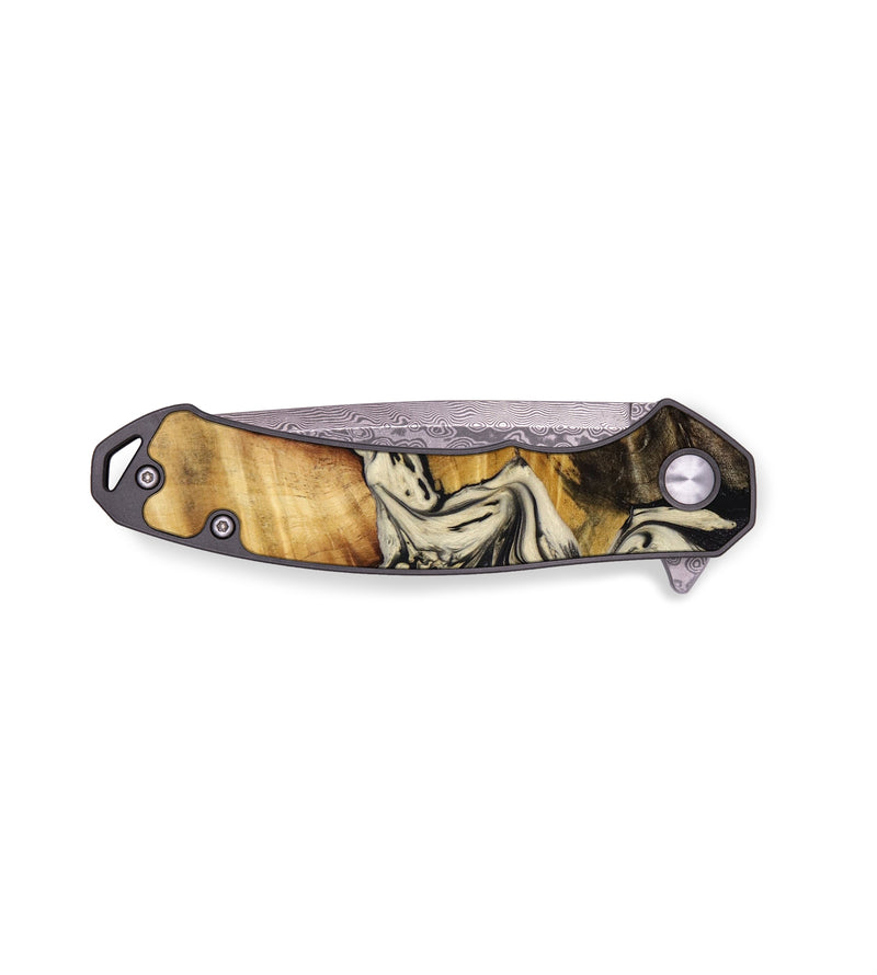 EDC Wood+Resin Pocket Knife - Herman (Black & White, 644146)