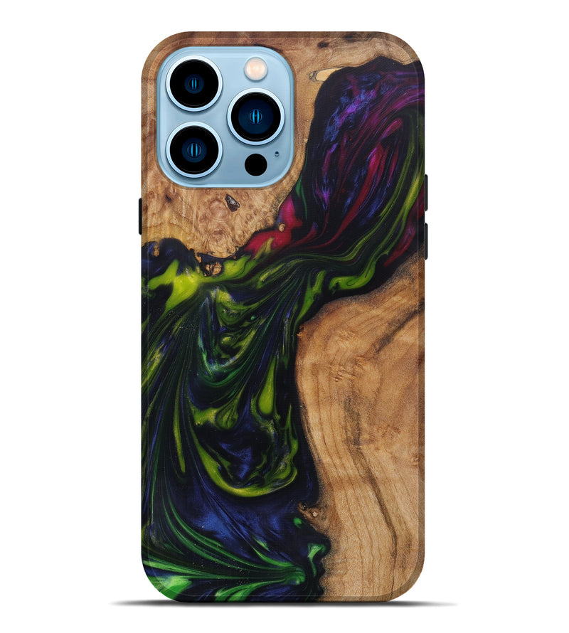 iPhone 14 Pro Max Wood+Resin Live Edge Phone Case - Callie (Dark Blue, 613940)