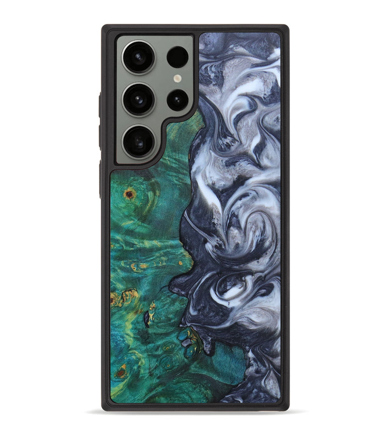 Galaxy S23 Ultra Wood+Resin Phone Case - Garett (Black & White, 630999)