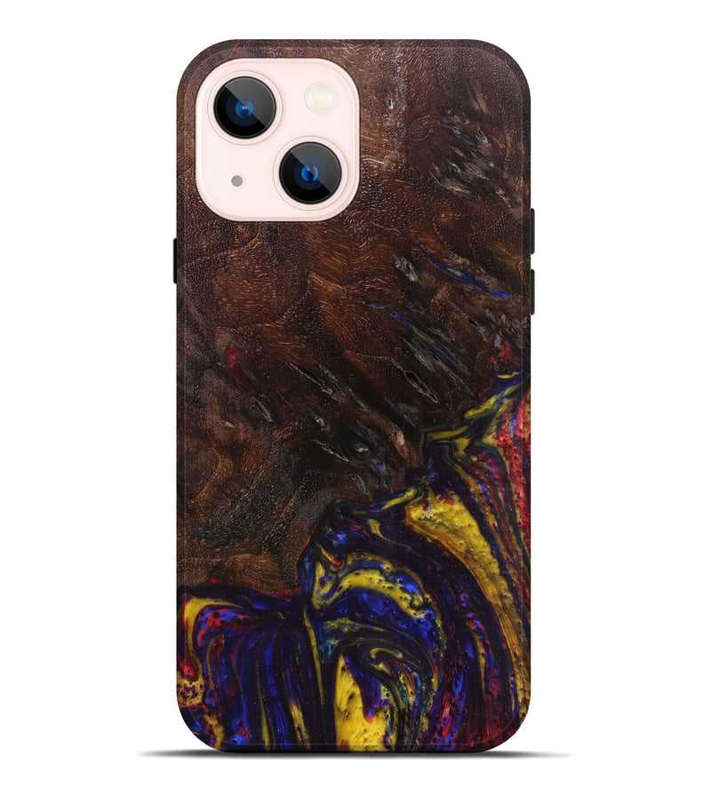 iPhone 14 Plus Wood+Resin Live Edge Phone Case - Lian (Blue, 615852)