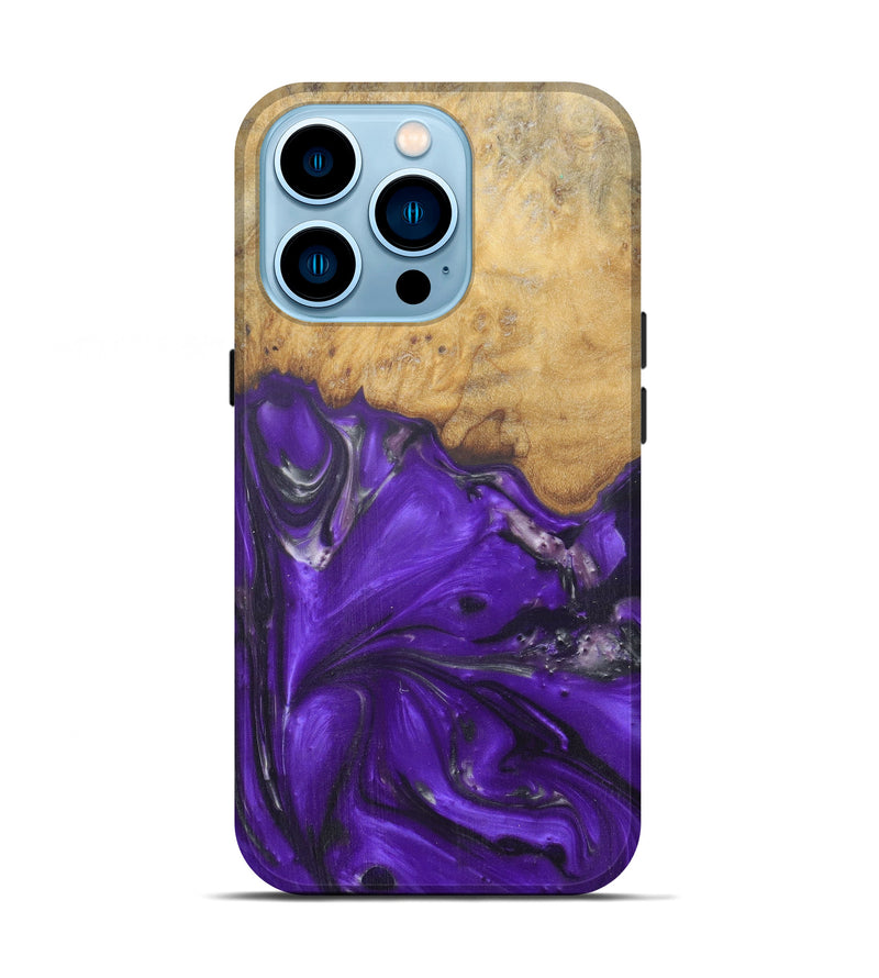 iPhone 14 Pro Wood+Resin Live Edge Phone Case - Vijayalaks (Purple, 594847)