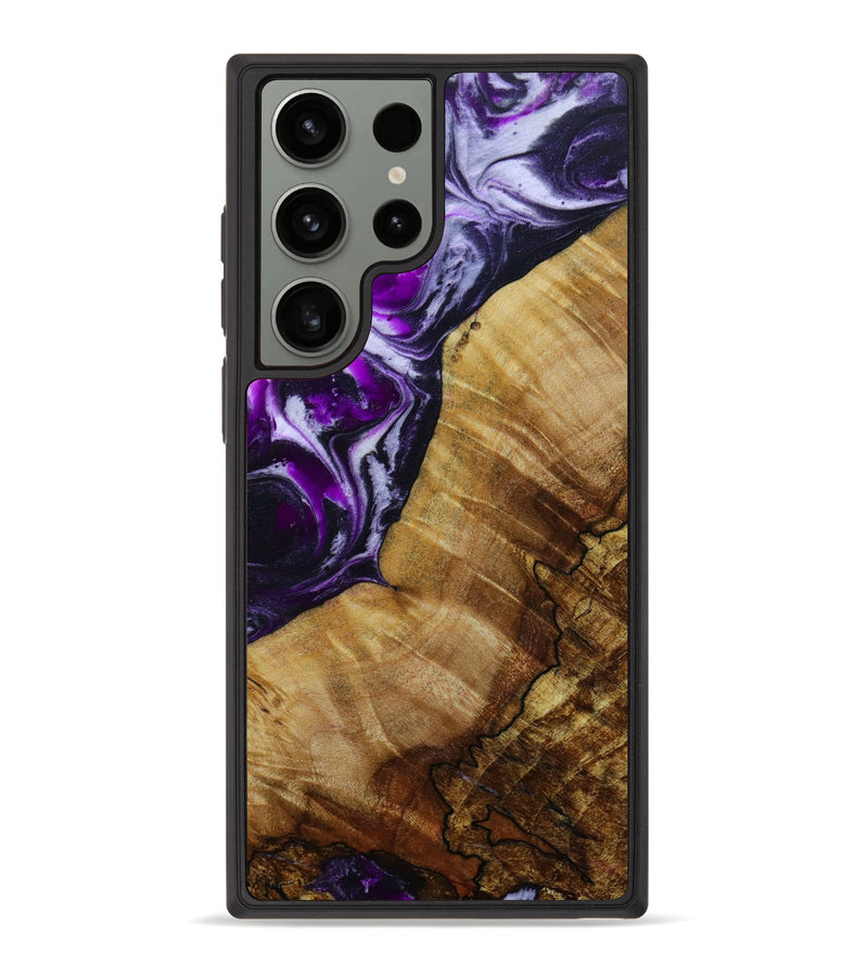 Galaxy S23 Ultra Wood+Resin Phone Case - Hanna (Purple, 646807)