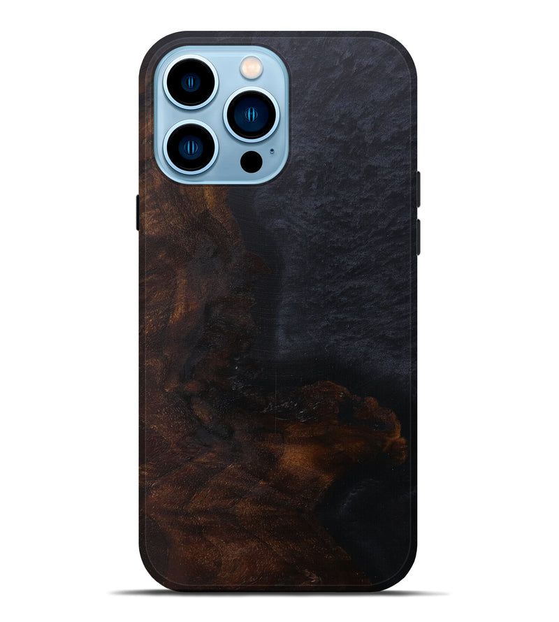 iPhone 14 Pro Max Wood+Resin Live Edge Phone Case - Damien (Pure Black, 587788)