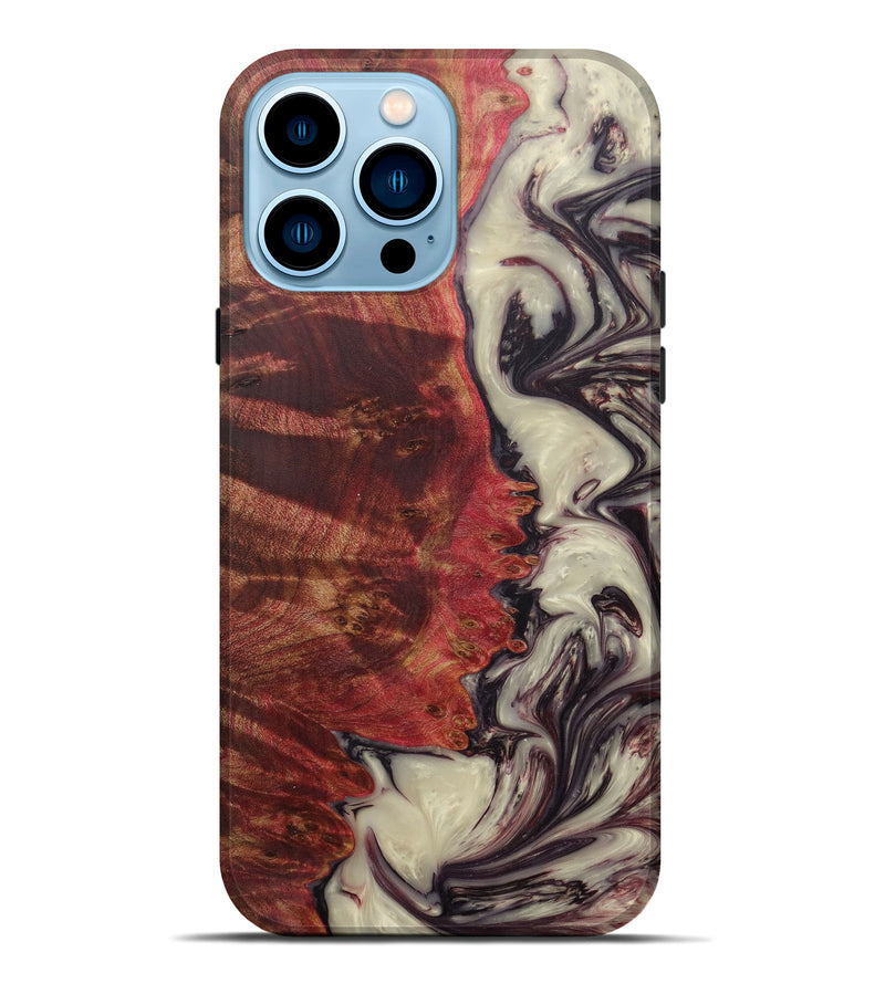 iPhone 14 Pro Max Wood+Resin Live Edge Phone Case - Merlin (Dark Red, 593786)