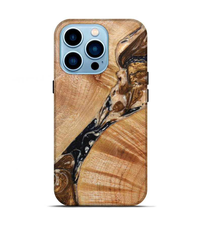 iPhone 14 Pro Wood+Resin Live Edge Phone Case - Miriah (Metallic, 626990)