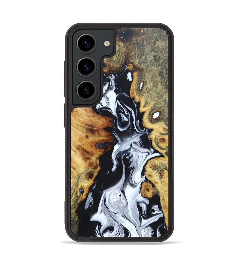 Galaxy S23 Wood+Resin Phone Case - Amelia (Black & White, 629441)