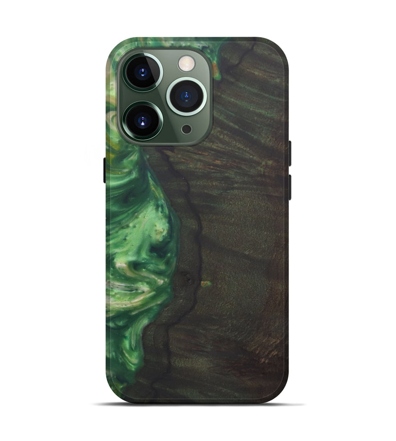 iPhone 13 Pro Wood+Resin Live Edge Phone Case - Keltouma (Dark Green, 575488)