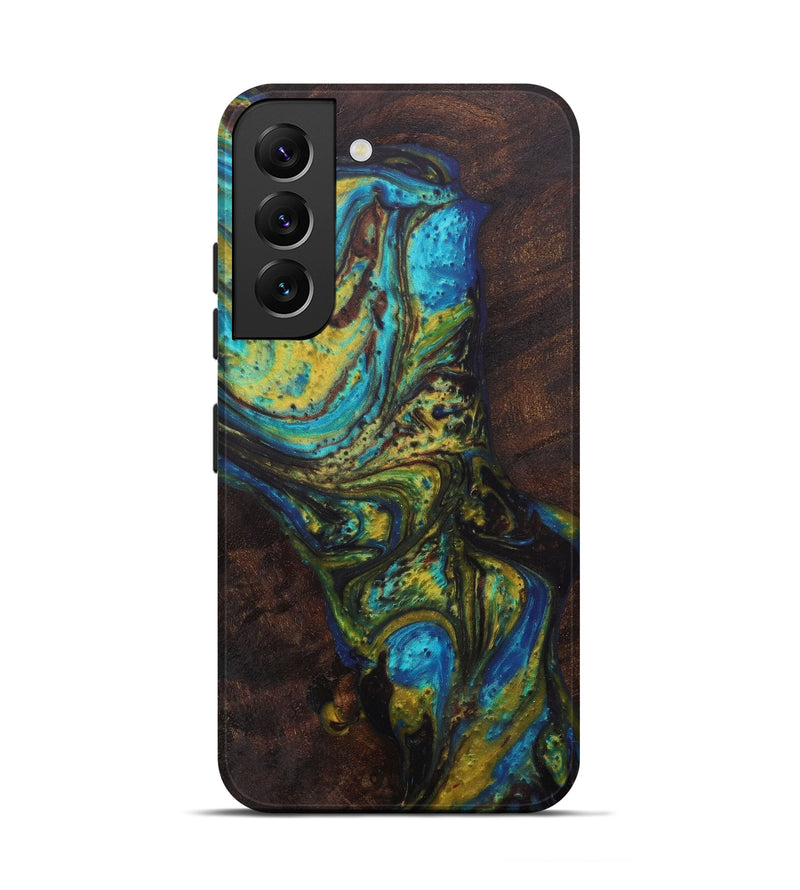 Galaxy S22 Wood+Resin Live Edge Phone Case - Ransom (Teal & Gold, 602514)