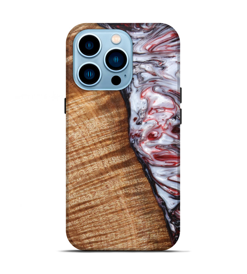 iPhone 14 Pro Wood+Resin Live Edge Phone Case - Jagger (Red, 623918)
