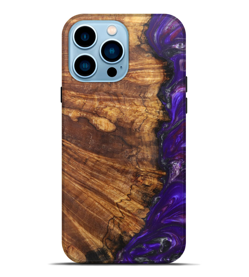 iPhone 14 Pro Max Wood+Resin Live Edge Phone Case - Amberly (Purple, 597040)