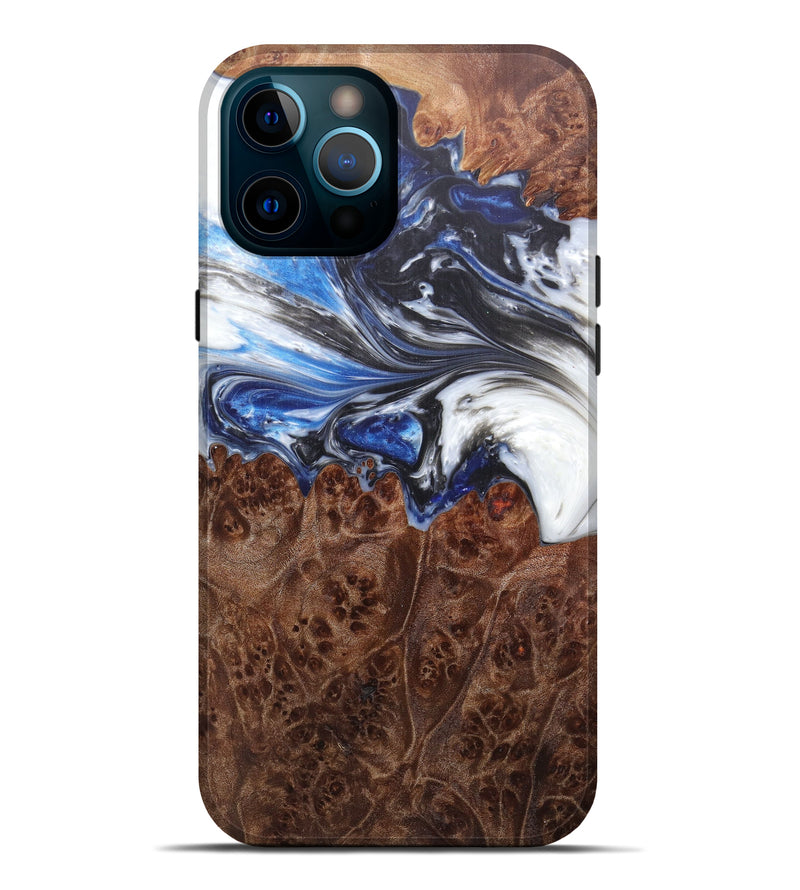iPhone 12 Pro Max Wood+Resin Live Edge Phone Case - Yate (Black & White, 597034)