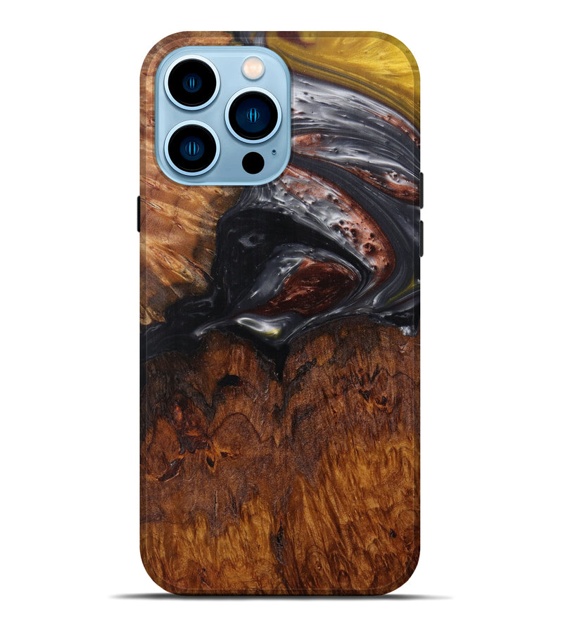 iPhone 14 Pro Max Wood+Resin Live Edge Phone Case - Florinda (Metallic, 597382)