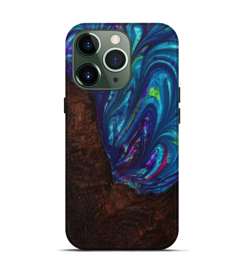 iPhone 13 Pro Wood+Resin Live Edge Phone Case - Lourdes (Light Blue, 610621)
