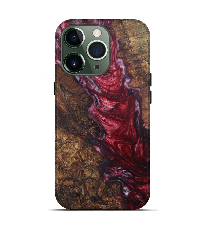 iPhone 13 Pro Wood+Resin Live Edge Phone Case - Mamoru (Dark Red, 579194)
