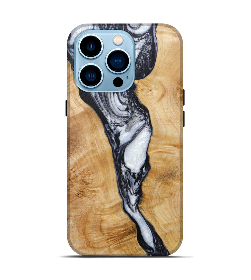 iPhone 14 Pro Wood+Resin Live Edge Phone Case - Netta (Black & White, 589833)