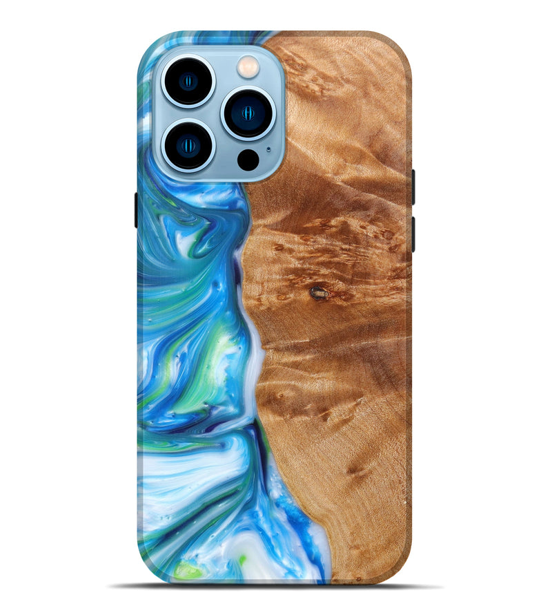 iPhone 14 Pro Max Wood+Resin Live Edge Phone Case - Mariquilla (Blue, 633286)