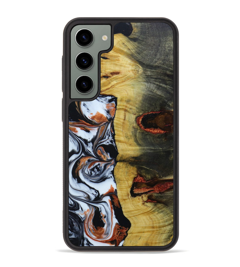 Galaxy S23 Plus Wood+Resin Phone Case - Courtney (Black & White, 646614)