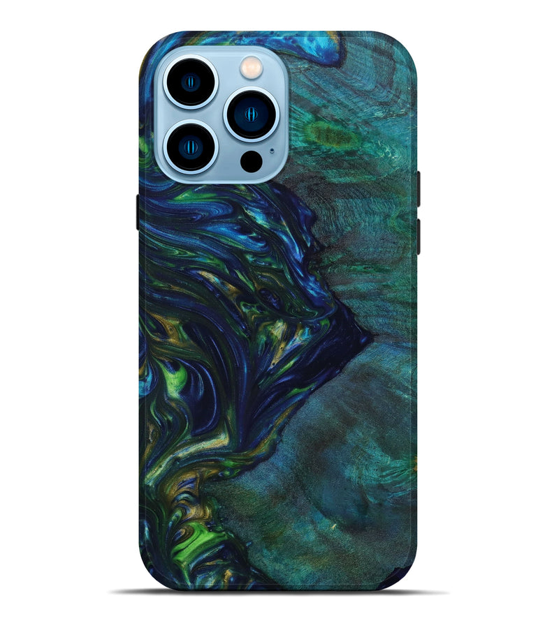 iPhone 14 Pro Max Wood+Resin Live Edge Phone Case - Donna (Green, 647920)