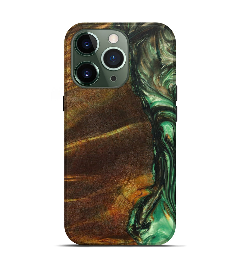 iPhone 13 Pro Wood+Resin Live Edge Phone Case - Omari (Green, 631263)