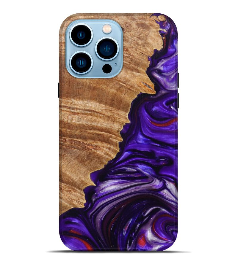 iPhone 14 Pro Max Wood+Resin Live Edge Phone Case - Elbert (Purple, 627234)