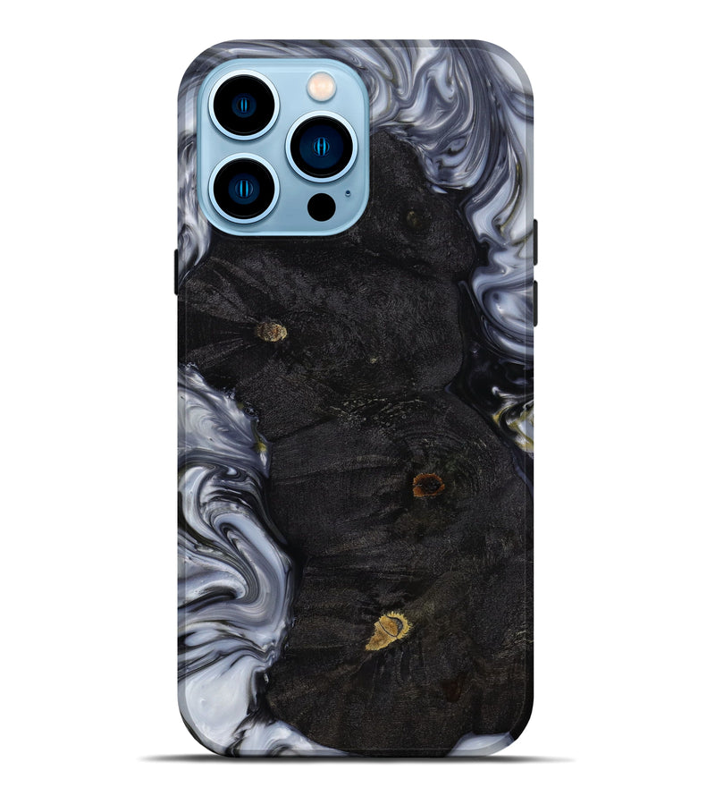 iPhone 14 Pro Max Wood+Resin Live Edge Phone Case - Oakley (Black & White, 642856)