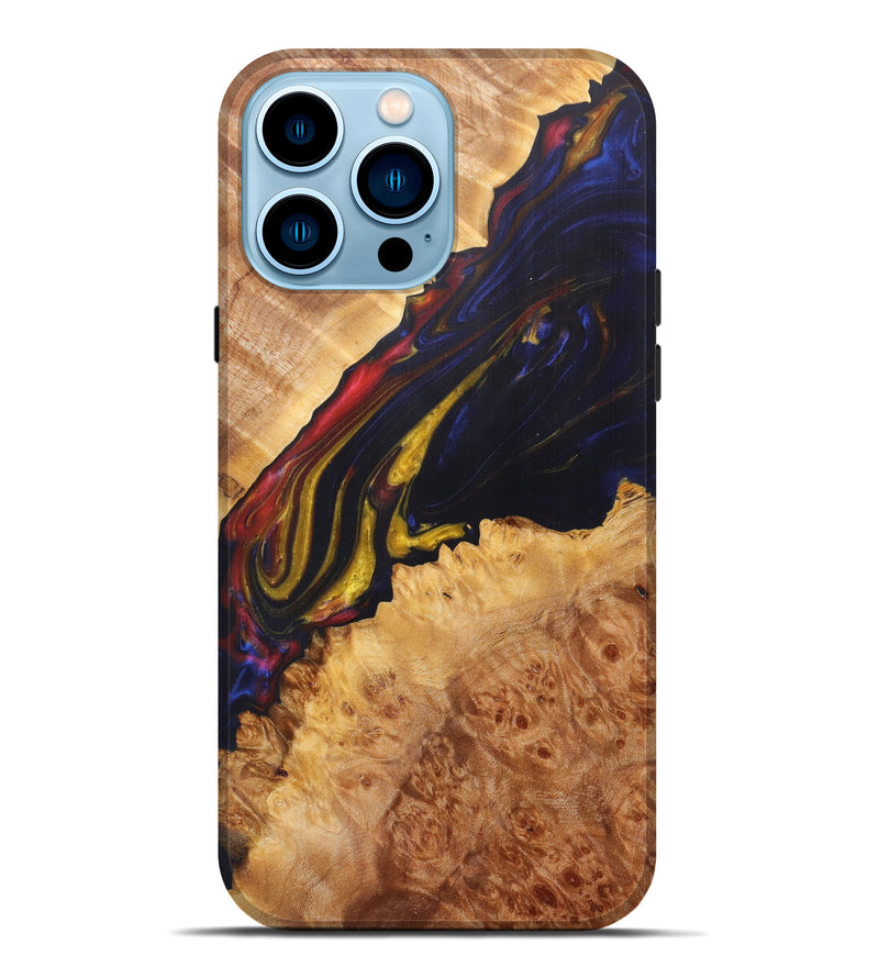 iPhone 14 Pro Max Wood+Resin Live Edge Phone Case - Raphael (Dark Blue, 611091)