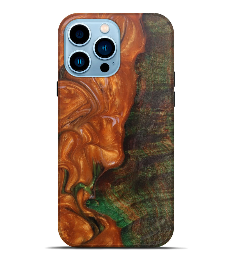 iPhone 14 Pro Max Wood+Resin Live Edge Phone Case - Dickens (Dark Red, 599133)